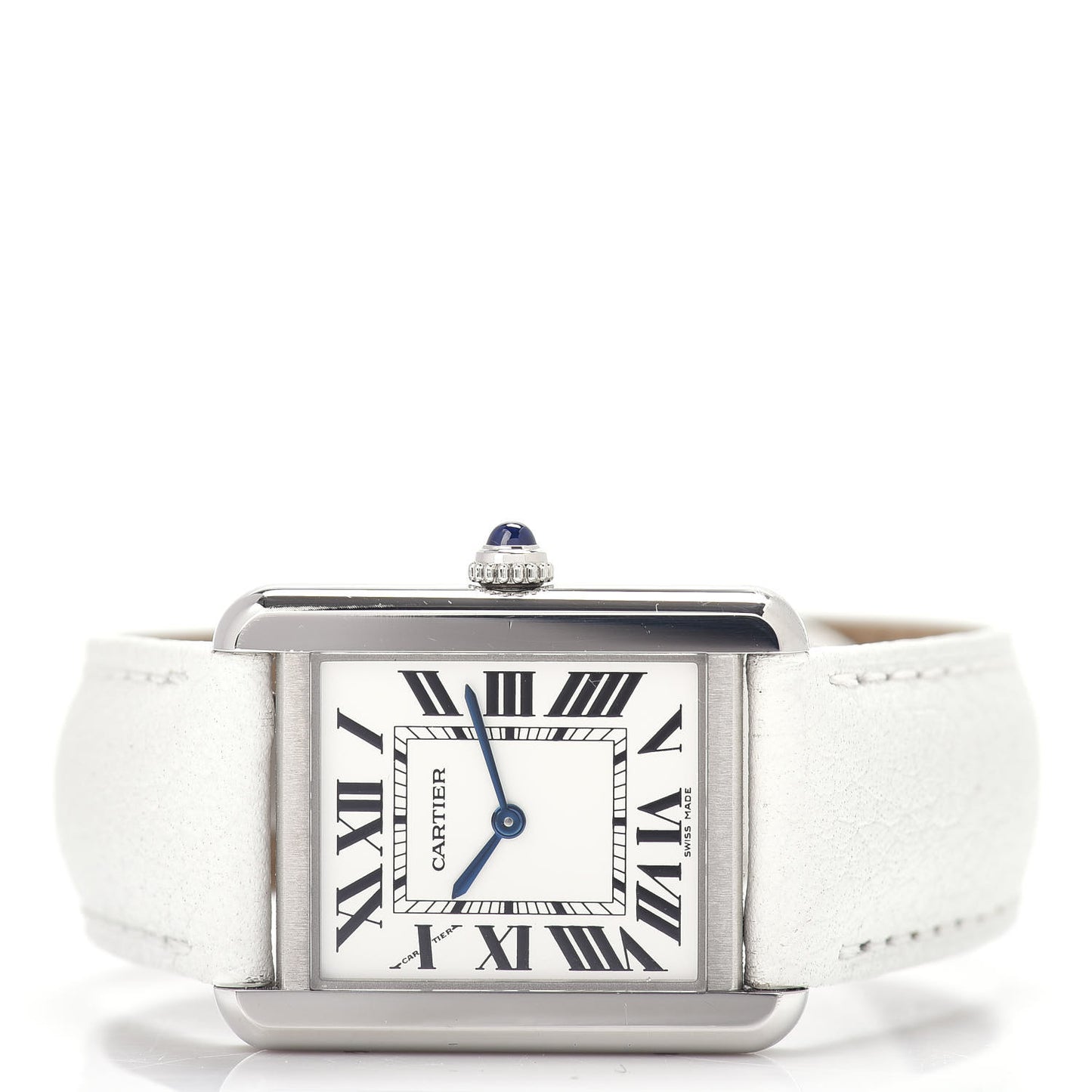 Stainless Steel Calfskin 24mm Tank Solo Quartz Watch White