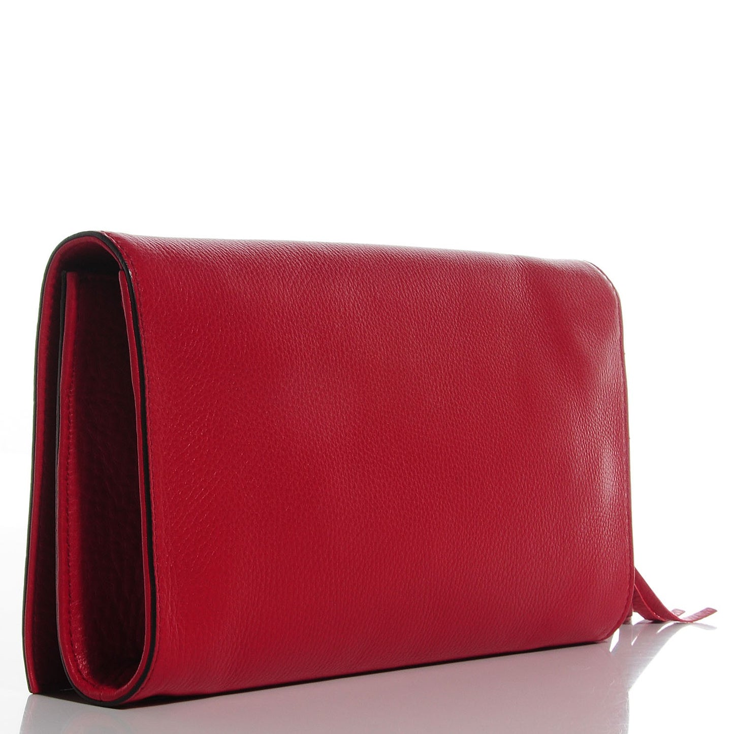 Pebbled Calfskin Medium Soho Clutch Red