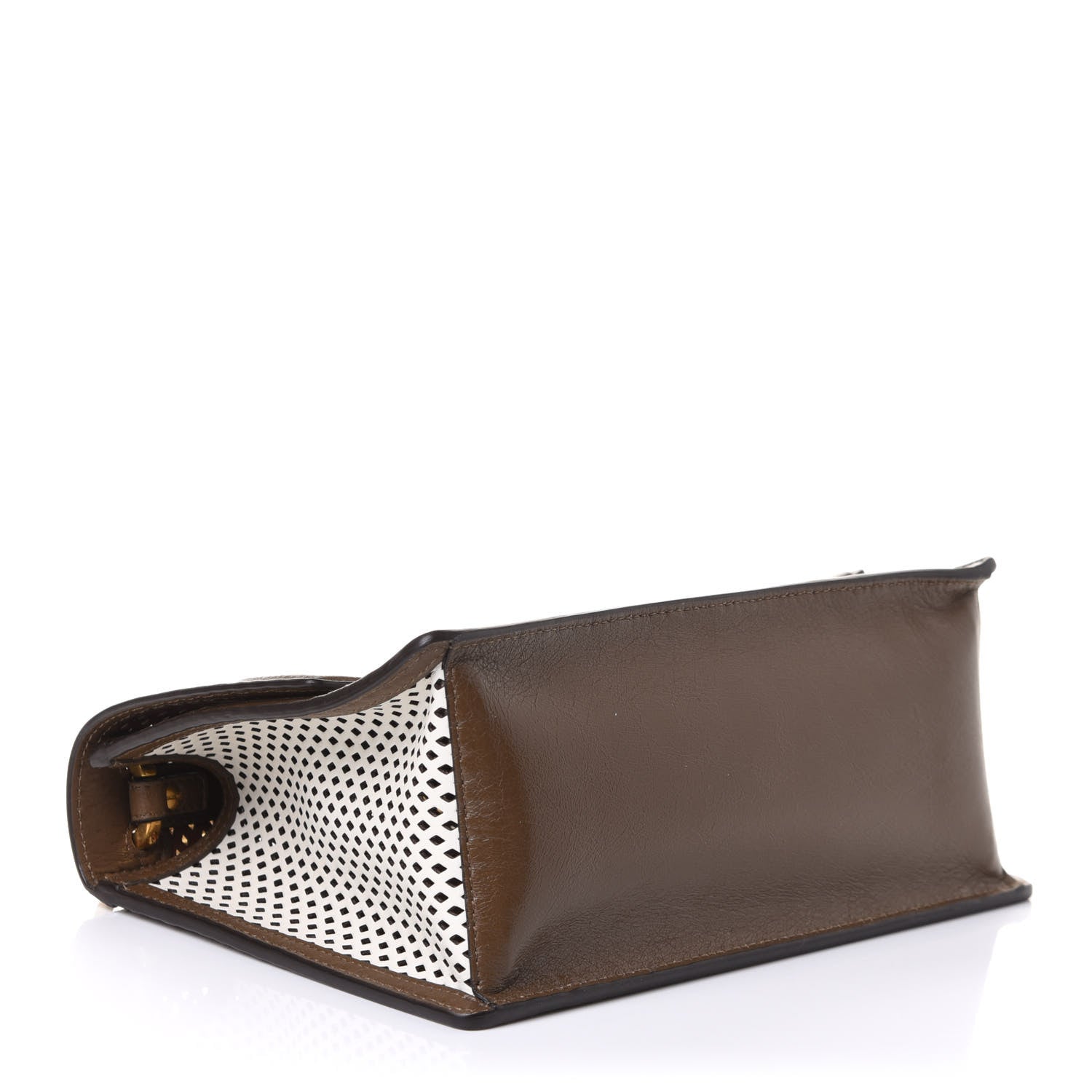 Fendi Vitello Liberty Glossy Lambskin F is Fendi Perforated Kan U Shoulder Bag White Ice Rust Maya 4 of 9