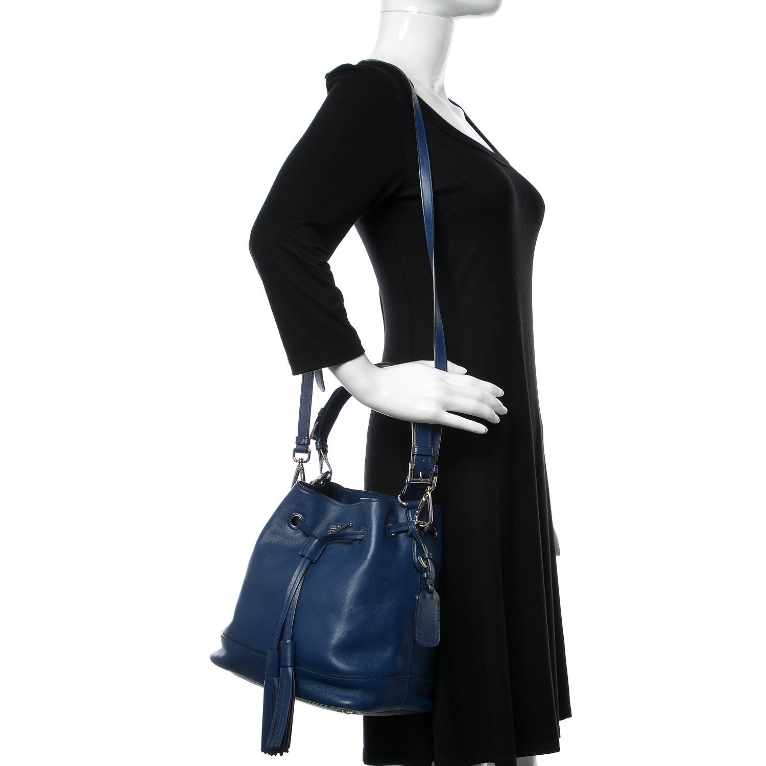 Prada Soft Calfskin Bucket Bag Bleuette 2 of 10