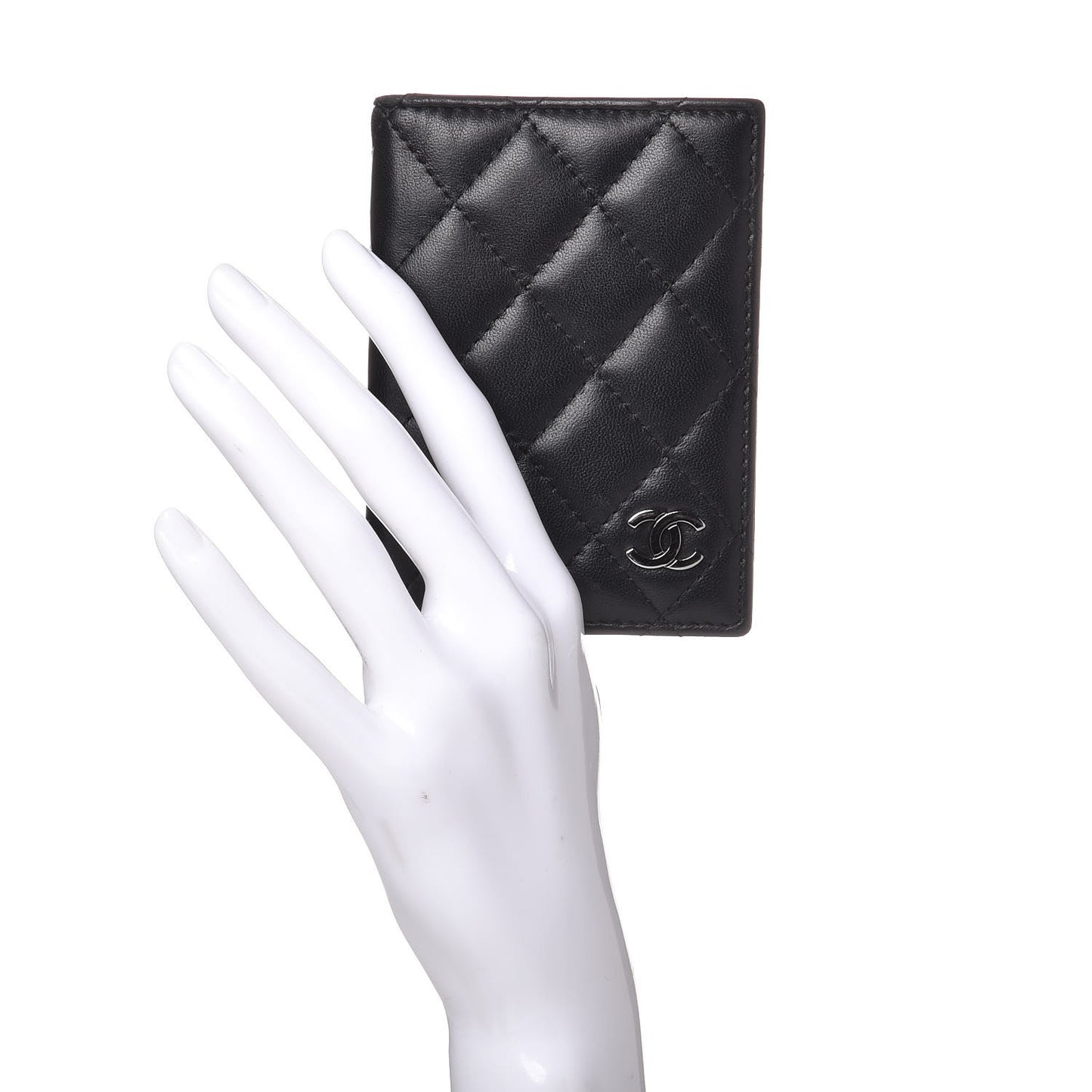 Lambskin Quilted Card Holder Wallet Black