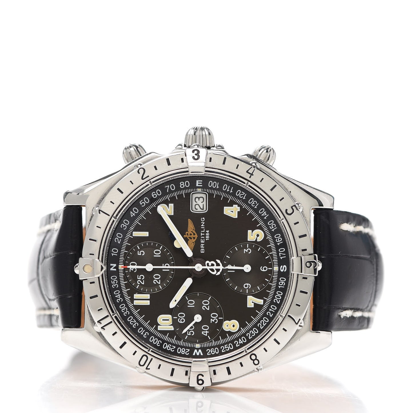 Stainless Steel Alligator 38mm Chronomat Longitude Automatic Watch Brown A20048