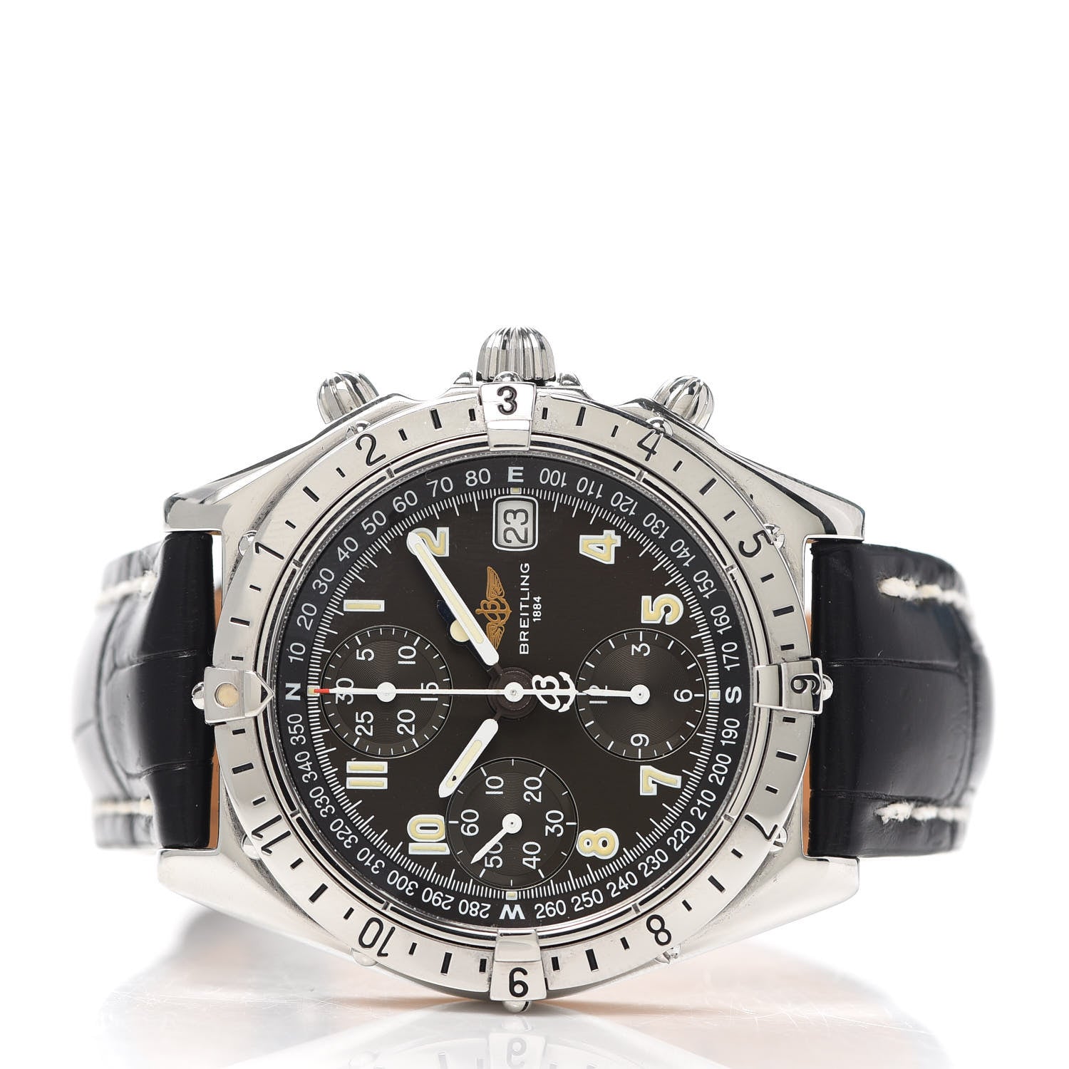 Breitling Stainless Steel Alligator 38mm Chronomat Longitude Automatic Watch Brown A20048 2 of 4