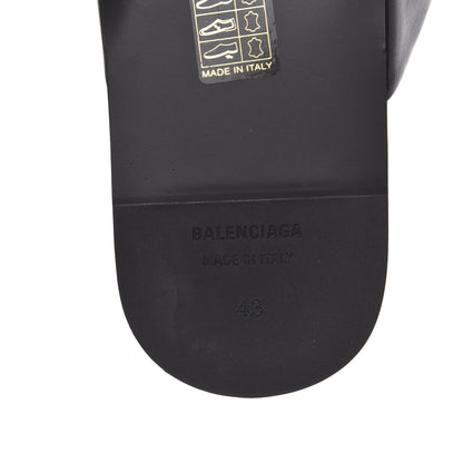 Balenciaga Smooth Calfskin Mens Cozy BB Flat Carrera Mules 43 Black 7 of 9