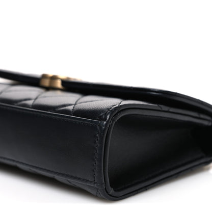Chanel Lambskin Enamel Quilted Top Handle Flap Phone Holder With Chain Black 10 of 11