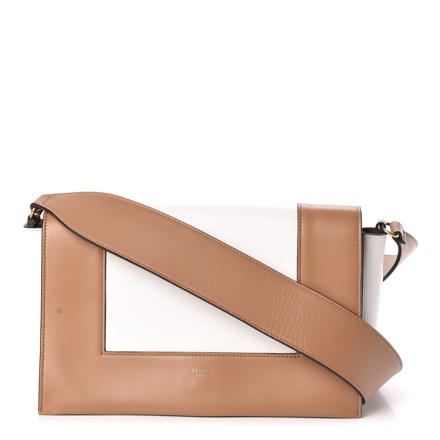 Celine Shiny Smooth Calfskin Medium Frame Shoulder Bag Tan Optic White 1 of 11