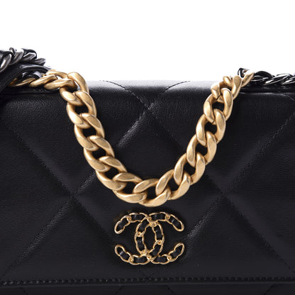 Chanel Goatskin Quilted 19 Wallet On Chain WOC Black 11 of 14