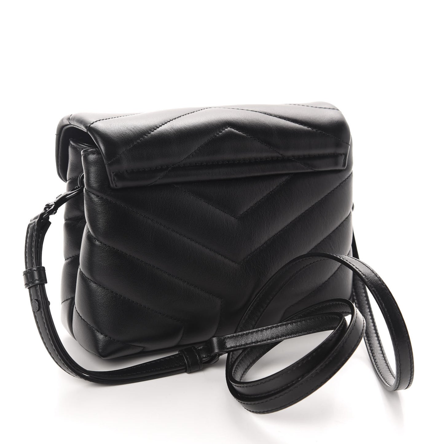 Calfskin Y Quilted Monogram Toy Loulou Crossbody Bag Black
