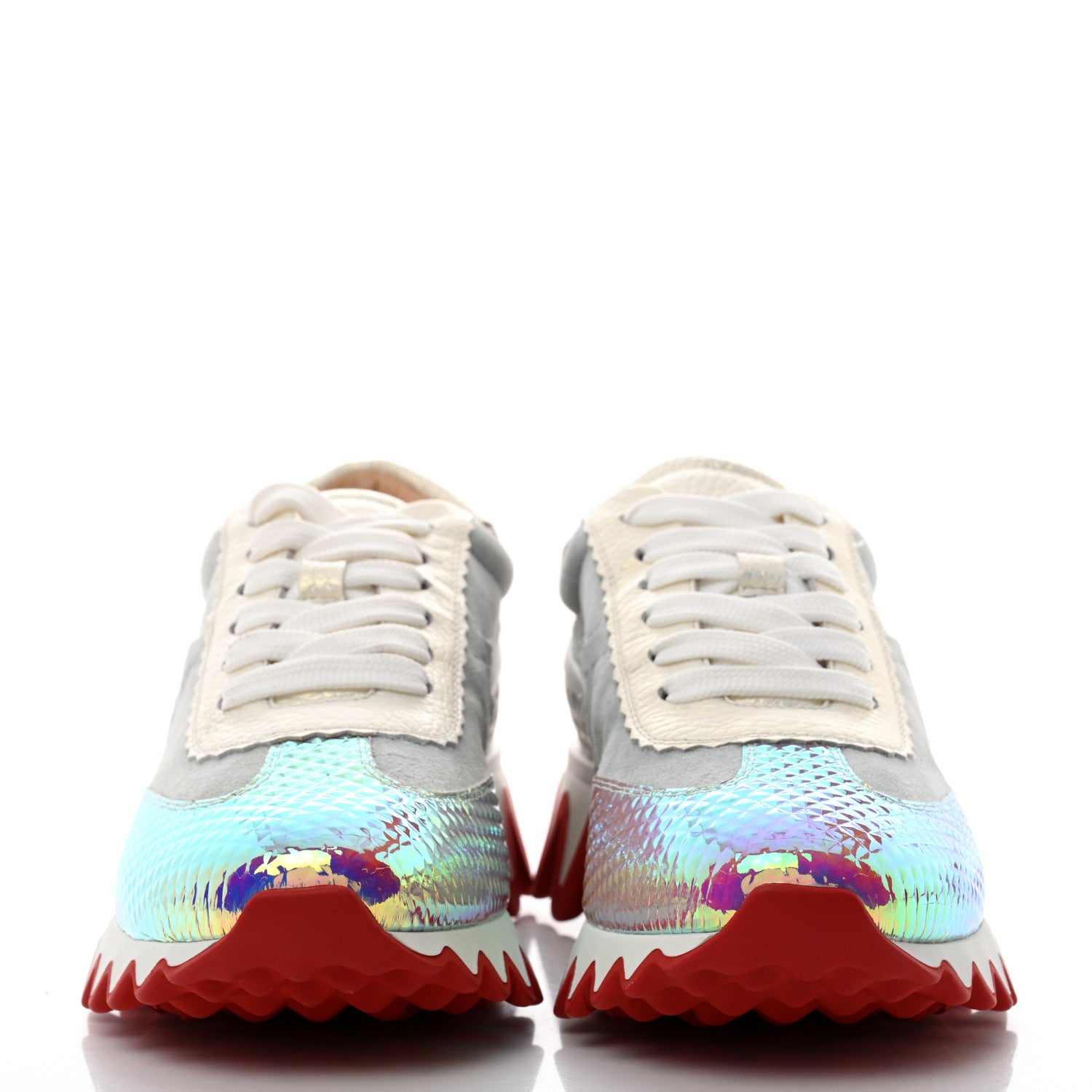 Christian Louboutin Calfskin Suede Patent Psychedelic Womens Loubishark Sneakers 35 Multicolor 2 of 8