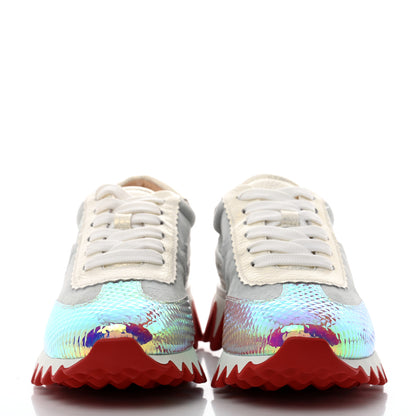 Christian Louboutin Calfskin Suede Patent Psychedelic Womens Loubishark Sneakers 35 Multicolor 2 of 8