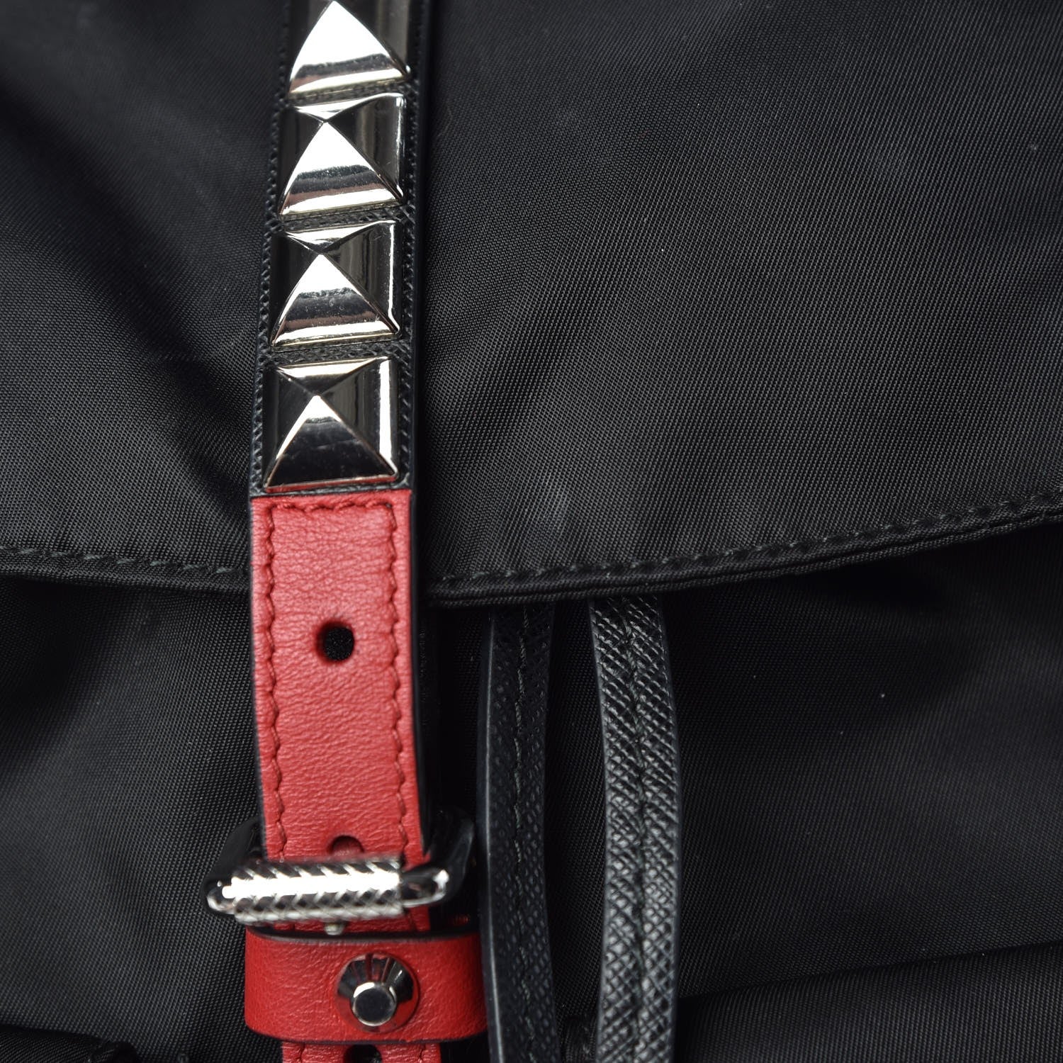 Prada Nylon New Vela Studded Backpack Black Fuoco 10 of 10