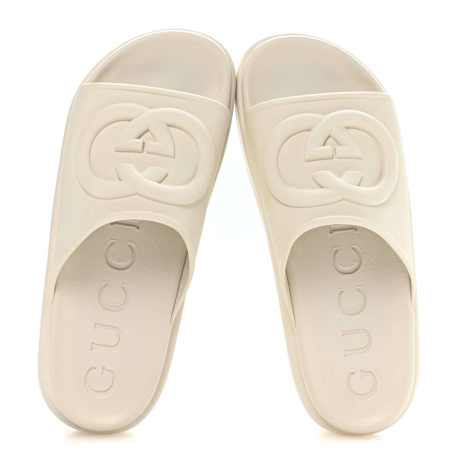 Gucci Soft Rubber Womens Interlocking G Platform 42mm Slide Sandals 40 Off White 3 of 18