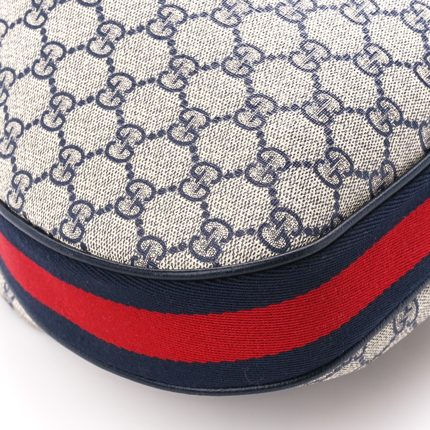 Gucci GG Supreme Monogram Textured Calfskin Web Large Attache Shoulder Bag Beige Blue 10 of 13