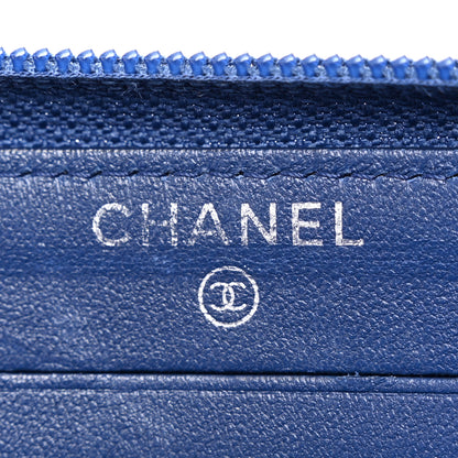 Chanel Lambskin Quilted Small Boy Zip Around Wallet Blue 6 of 14
