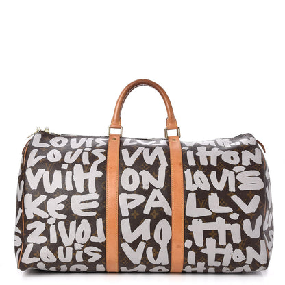 Louis Vuitton Graffiti Keepall 50 Silver 1 of 10