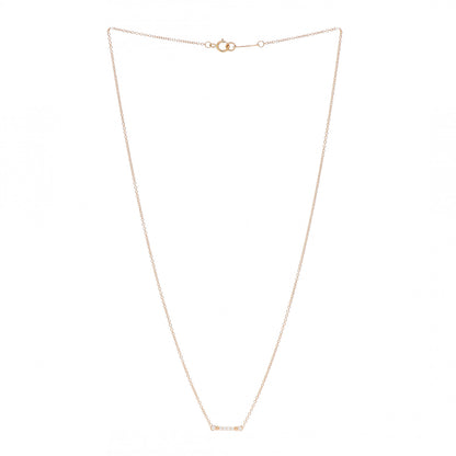 Tiffany 18K Rose Gold Diamond Fleur de Lis Key Bar Pendant Necklace 3 of 4