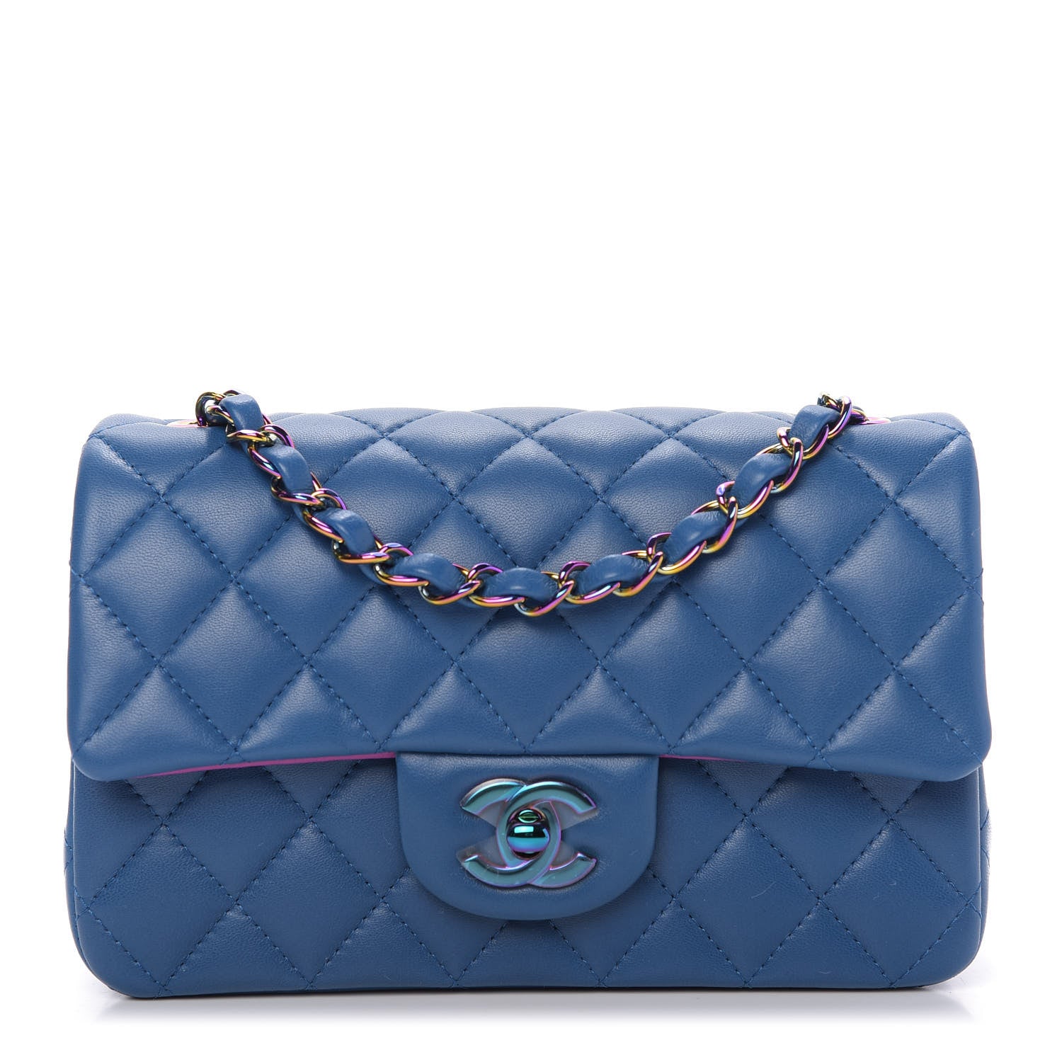 Chanel Lambskin Quilted Mini Rectangular Flap Blue Purple 1 of 9