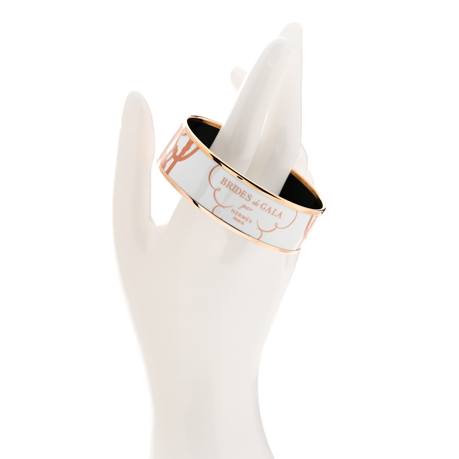 Hermes Enamel Printed Wide Brides De Gala Tattoo Bracelet 65 Cuivre 2 of 5