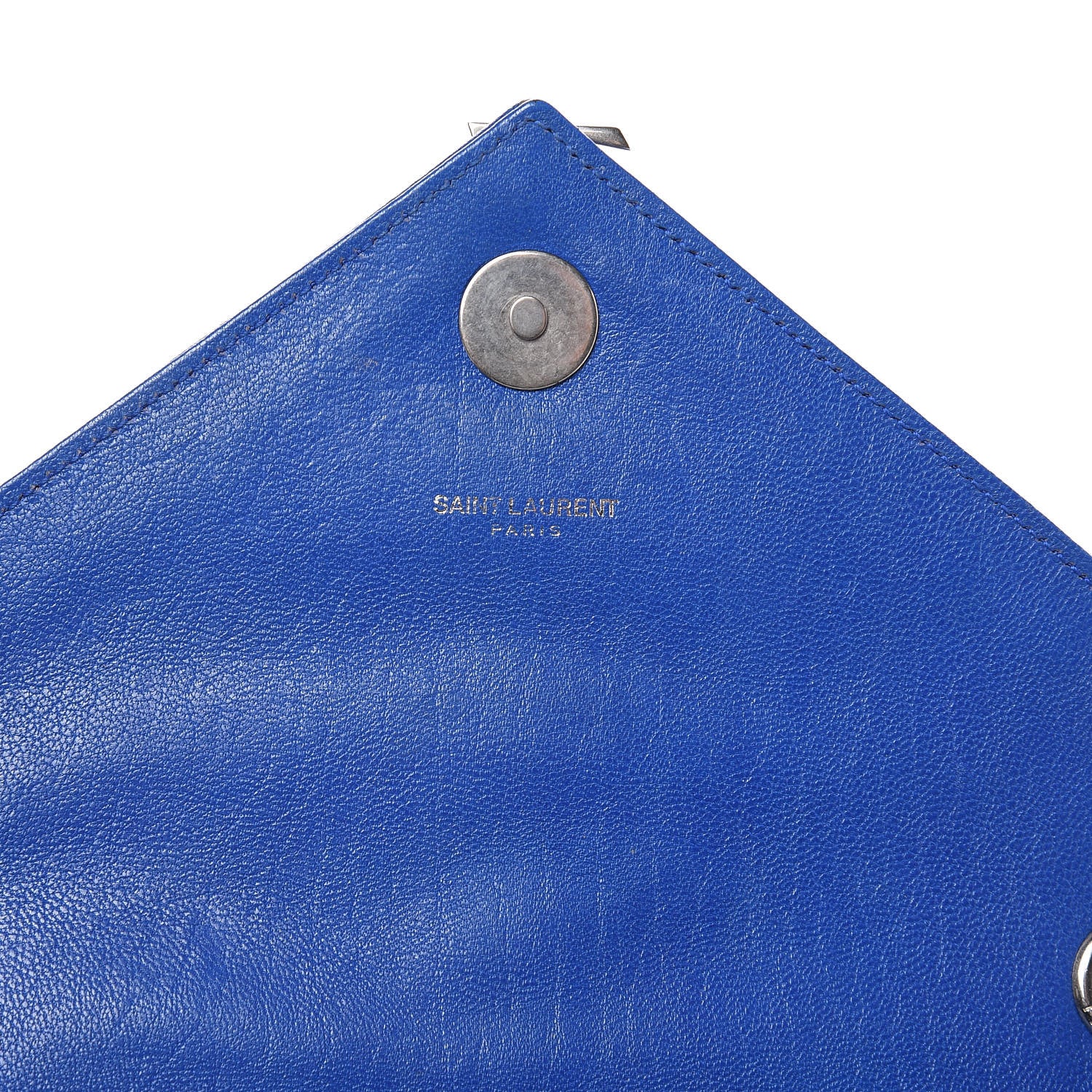 Saint Laurent Sheepskin Matelasse Medium Monogram College Punk Chain Satchel Blue Majorelle 9 of 16