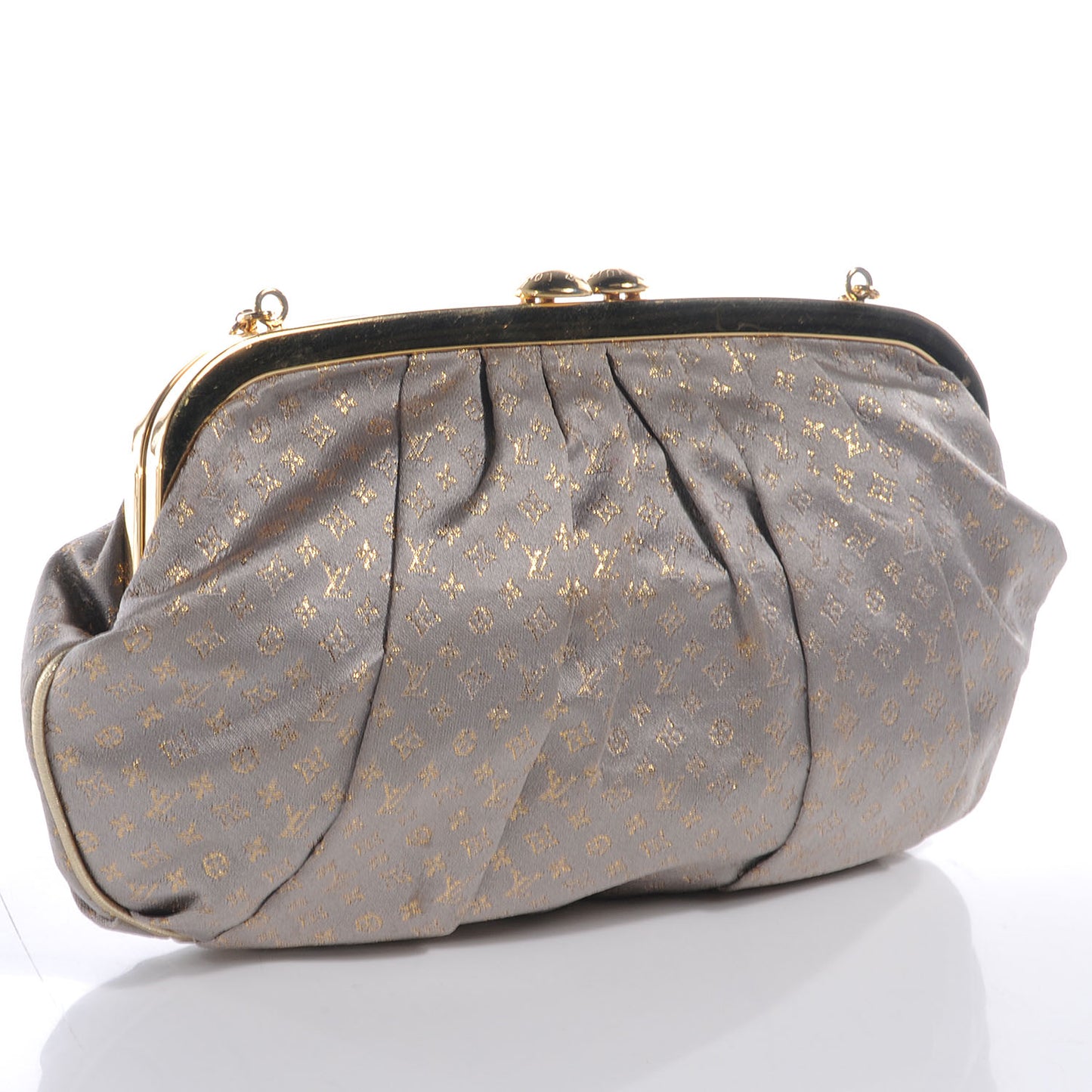 Satin Monogram Aumoniere Clutch Silver
