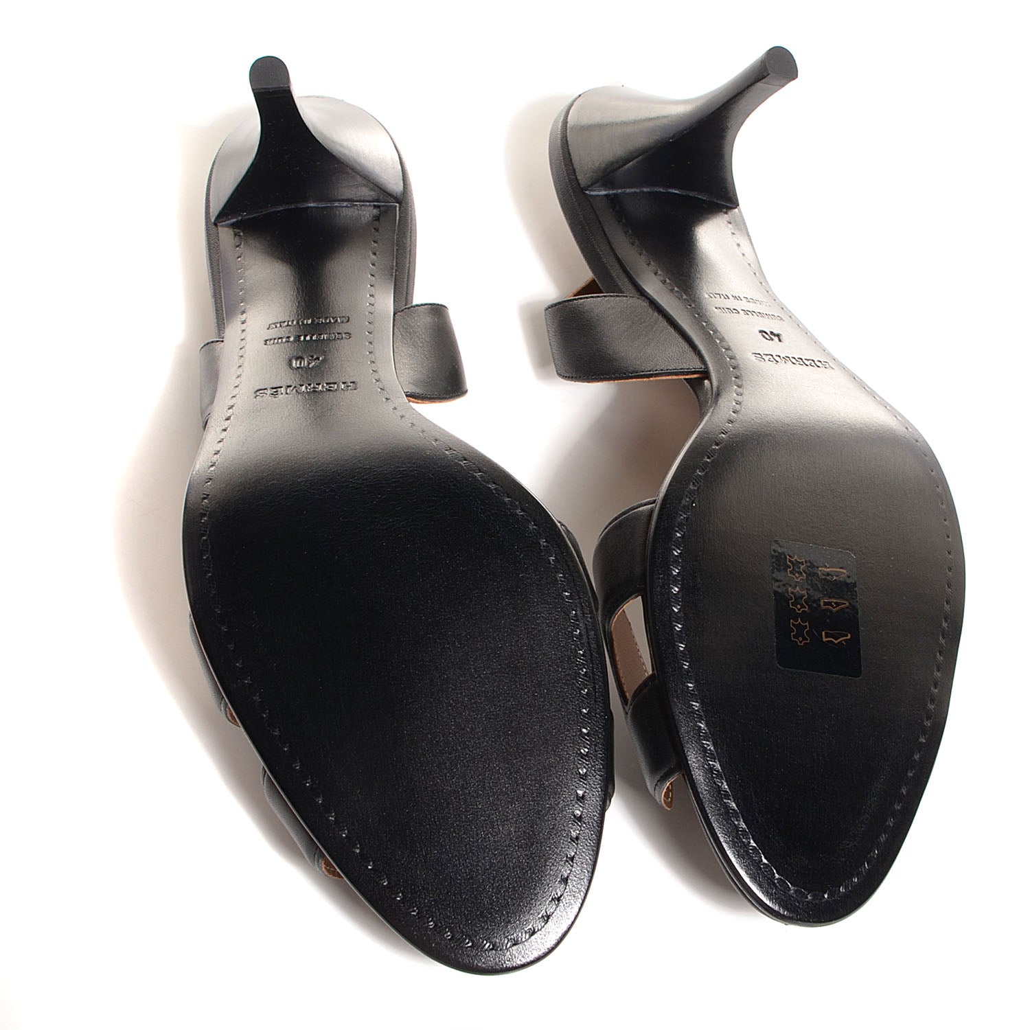 Hermes Nappa Leather Night 70 Slingback Heels 40 Black 6 of 6