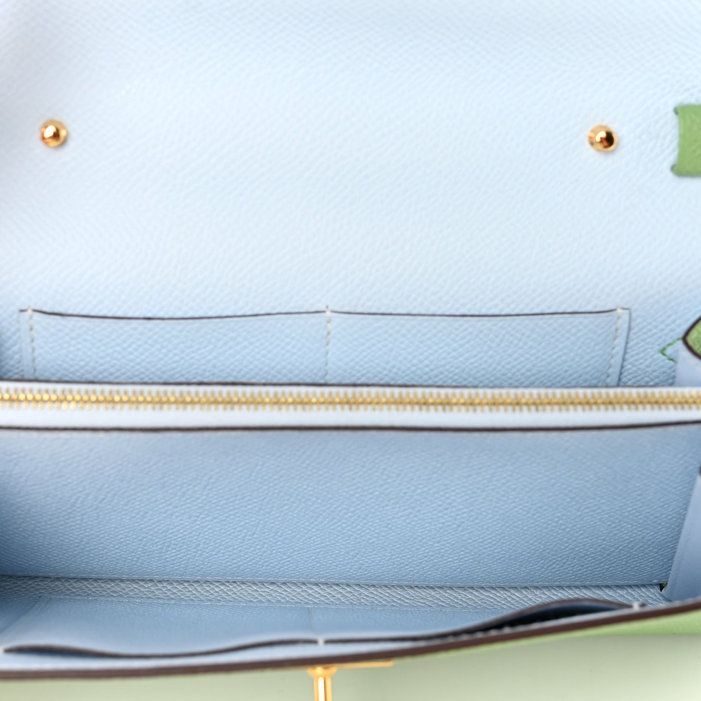 Epsom Kelly Wallet To Go Vert Criquet Blue Brume