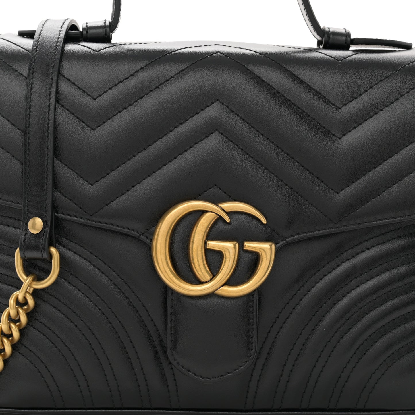 Calfskin Matelasse Small GG Marmont Top Handle Shoulder Bag Black