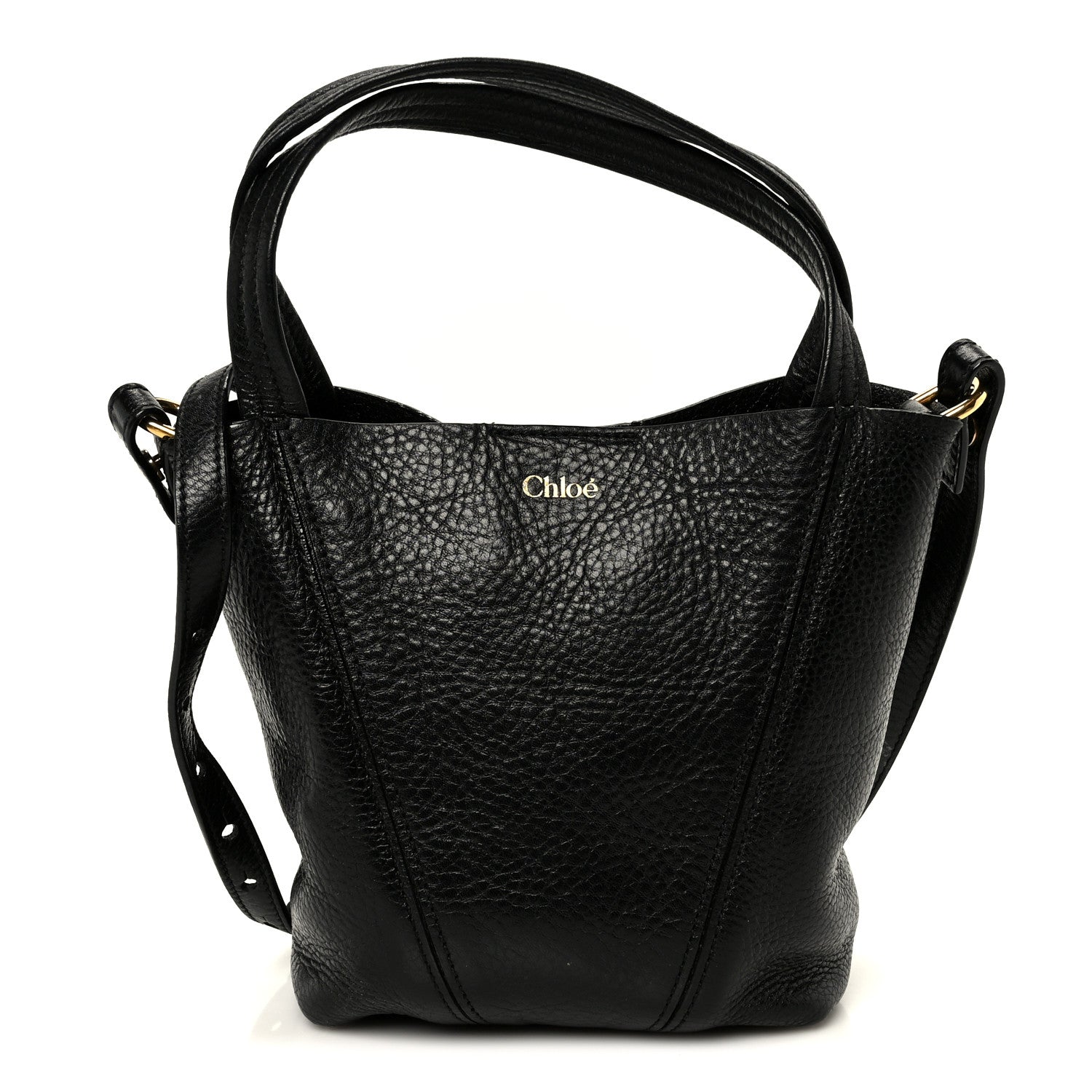 Chloe Grained Calfskin Small Spin Tote Black 1 of 10