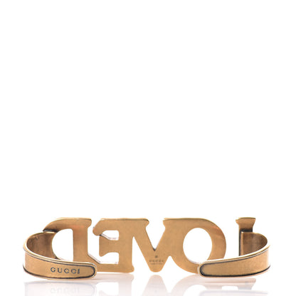 Gucci Metal Crystal Loved Palm Cuff Hand Piece Aged Gold 3 of 6