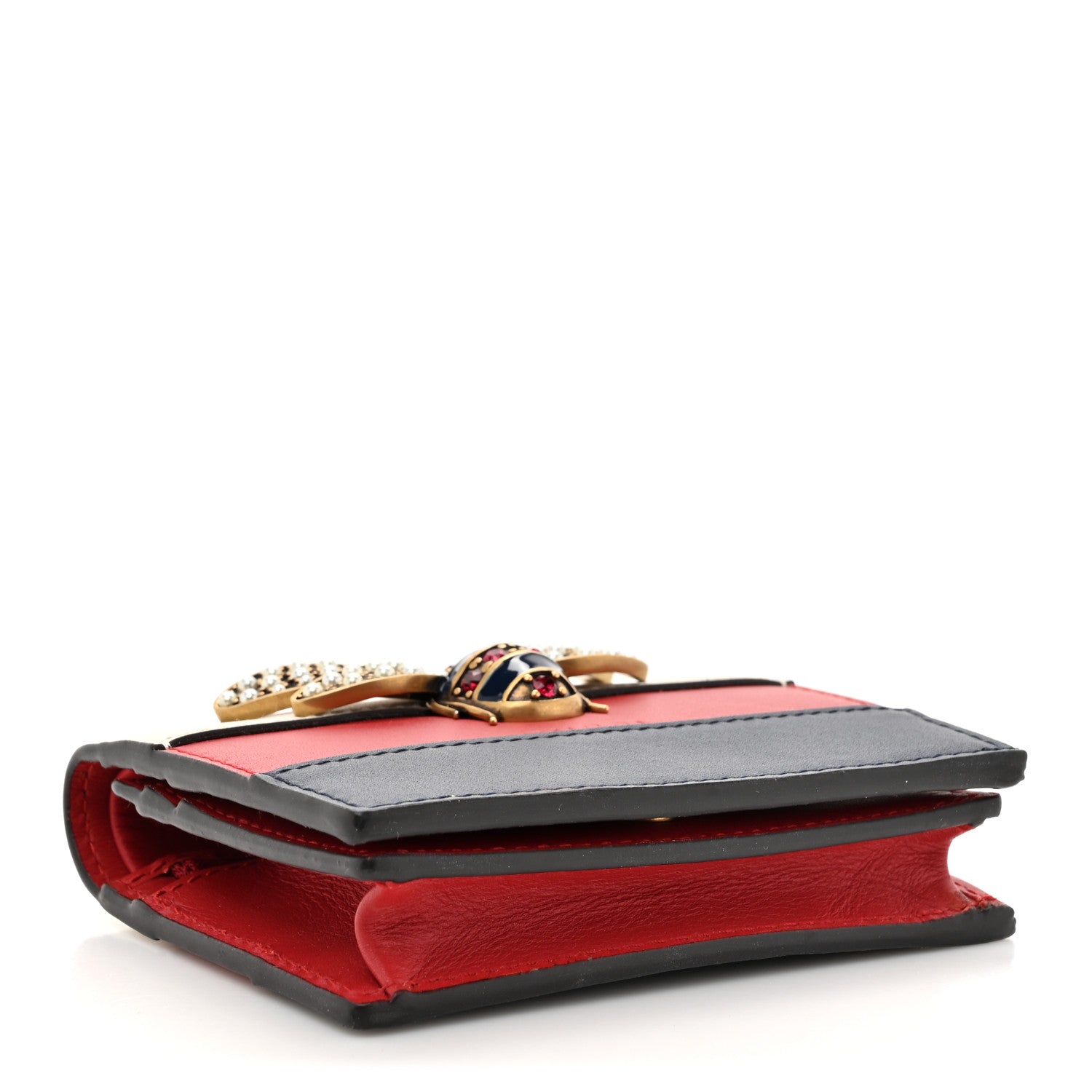 Gucci Calfskin Queen Margaret Card Case Wallet Blue Agata Hibiscus Red Mystic White 4 of 11