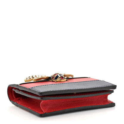 Gucci Calfskin Queen Margaret Card Case Wallet Blue Agata Hibiscus Red Mystic White 4 of 11