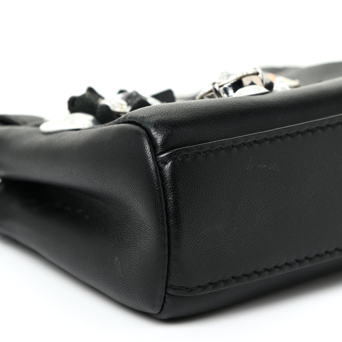 Nappa Crystal Flowerland Micro Peekaboo Iconic Satchel Black