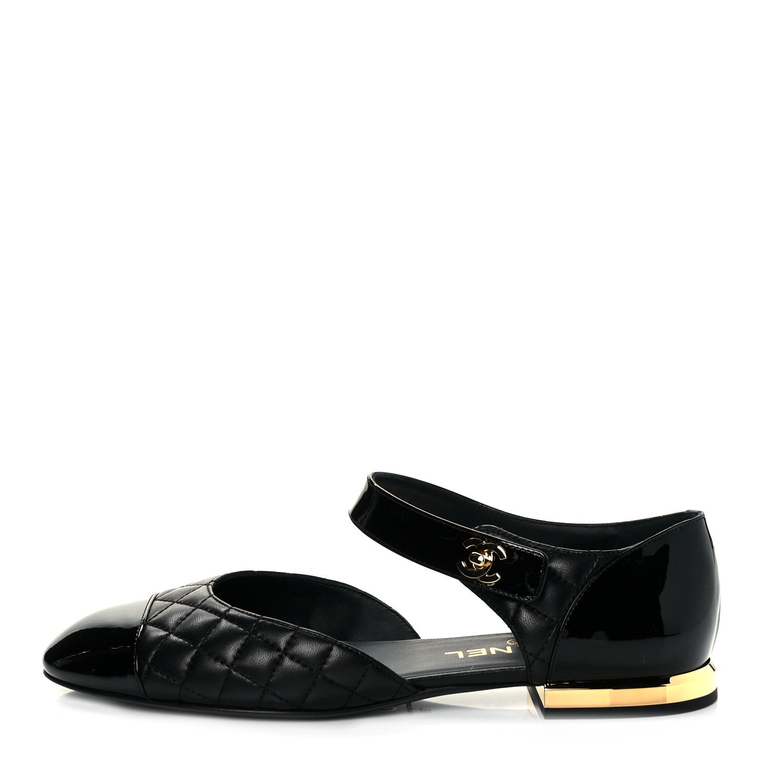 Chanel Patent Lambskin Quilted Cap Toe Ballerina Flats 39 Black 1 of 9