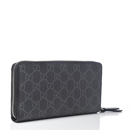 Gucci GG Supreme Monogram Kingsnake Zip Around Wallet Black Grey 3 of 6