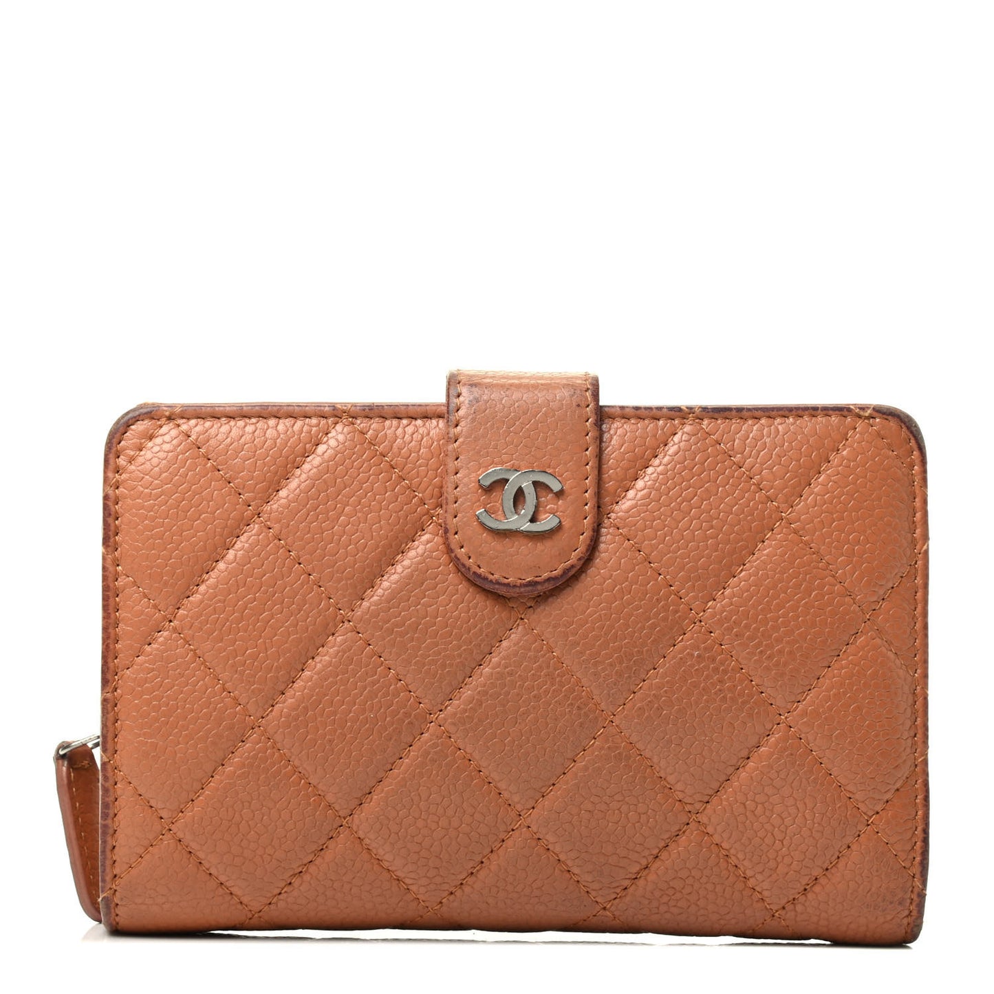 Caviar Quilted CC French Wallet Light Brown