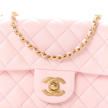 Chanel Lambskin Quilted CC Pearl Crush Mini Rectangular Flap Light Pink 15 of 19