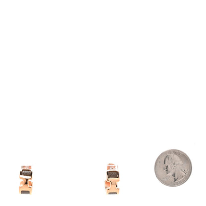 Hermes Rose Gold Plated Epsom Olympe Hoop Earrings Trench Naturel 2 of 5