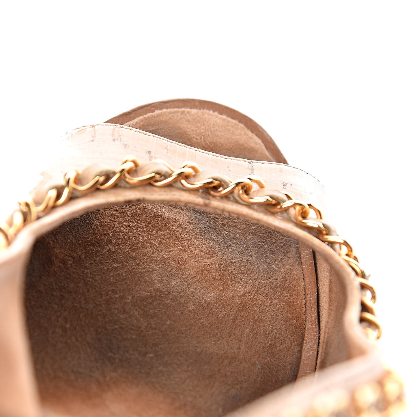 Cork Chain CC Wedge Sandals 37 Beige Clair