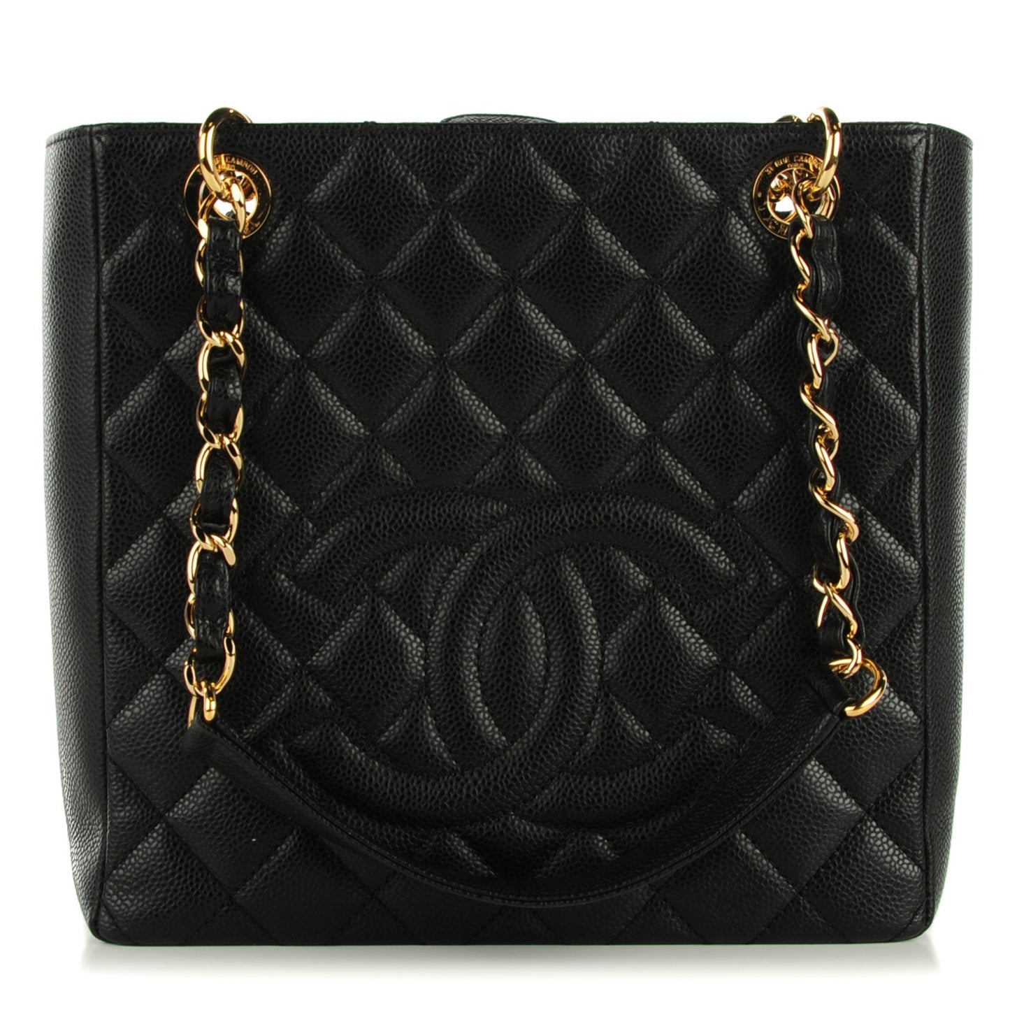 Caviar Quilted Petit Shopping Tote PST Black