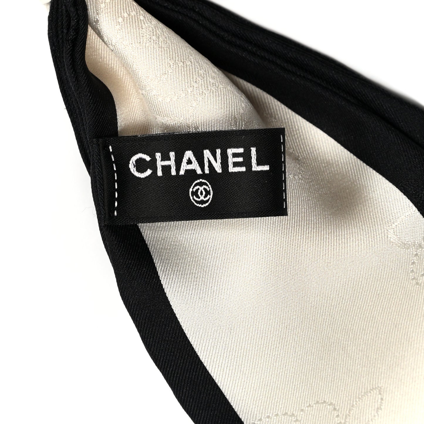 Silk Twill Hair Tie Ivory Black