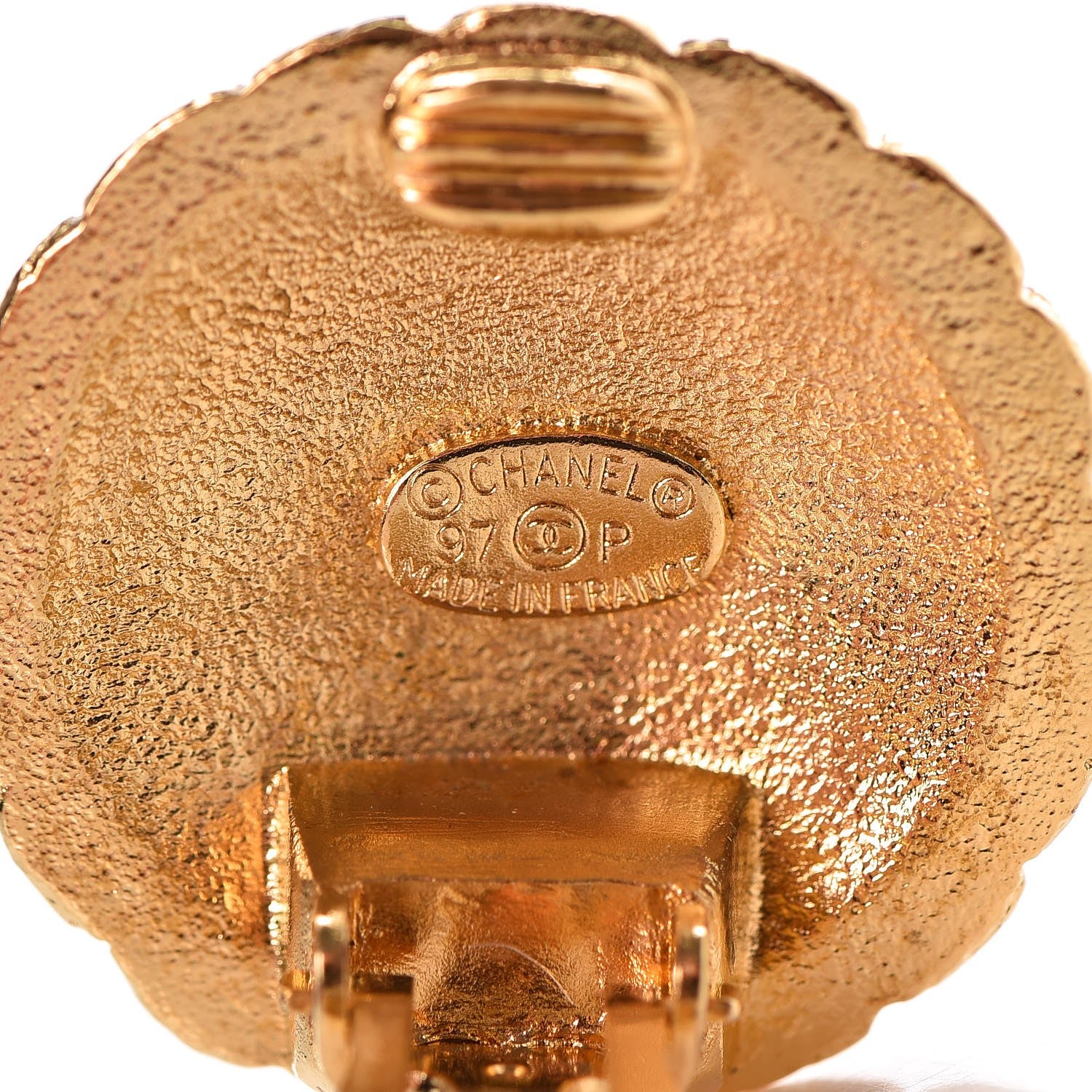 Chanel CC Button Clip On Earrings Gold 3 of 4