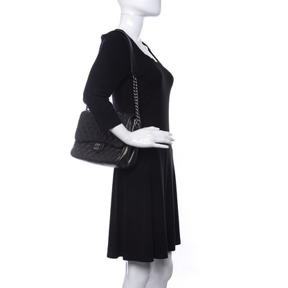 Chanel Metallic Goatskin Quilted Medium Rock In Rome Flap Charcoal 2 of 10