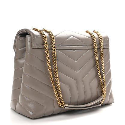 Saint Laurent Calfskin Y Quilted Monogram Medium Loulou Chain Satchel Greyish Brown 3 of 10