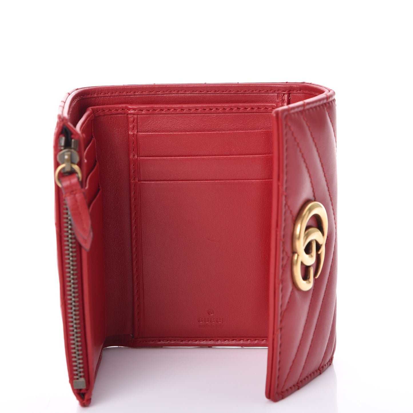 Calfskin Matelasse GG Marmont Wallet Hibiscus Red