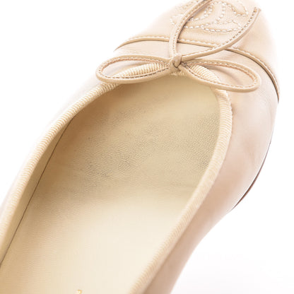 Chanel Lambskin Cap Toe CC Ballerina Flats 36 Beige 14 of 15