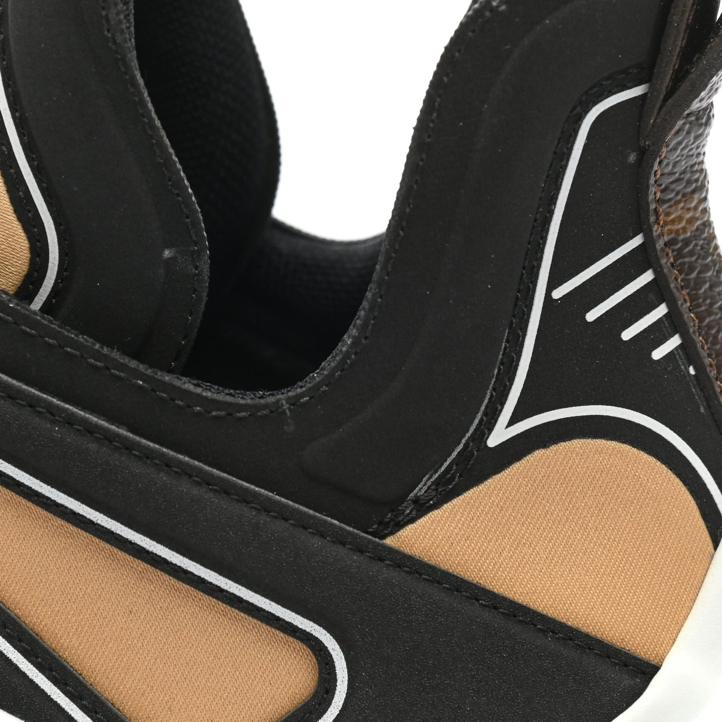 Calfskin Technical Nylon LV Archlight Sneakers 35.5 Beige Black