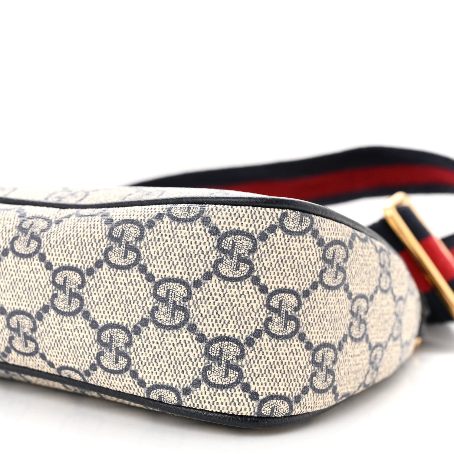 Gucci GG Supreme Monogram Textured Dollar Calfskin Web Small Ophidia GG Handbag Beige Blue 10 of 11