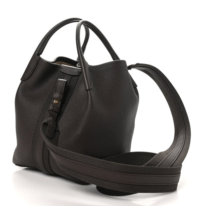 Loro Piana Grained Calfskin Small Bale Bag Dark Chocolate Liquorice 3 of 9