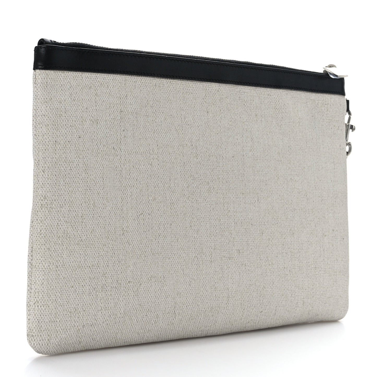 Linen Canvas Rive Gauche Zipped Pouch Optic White