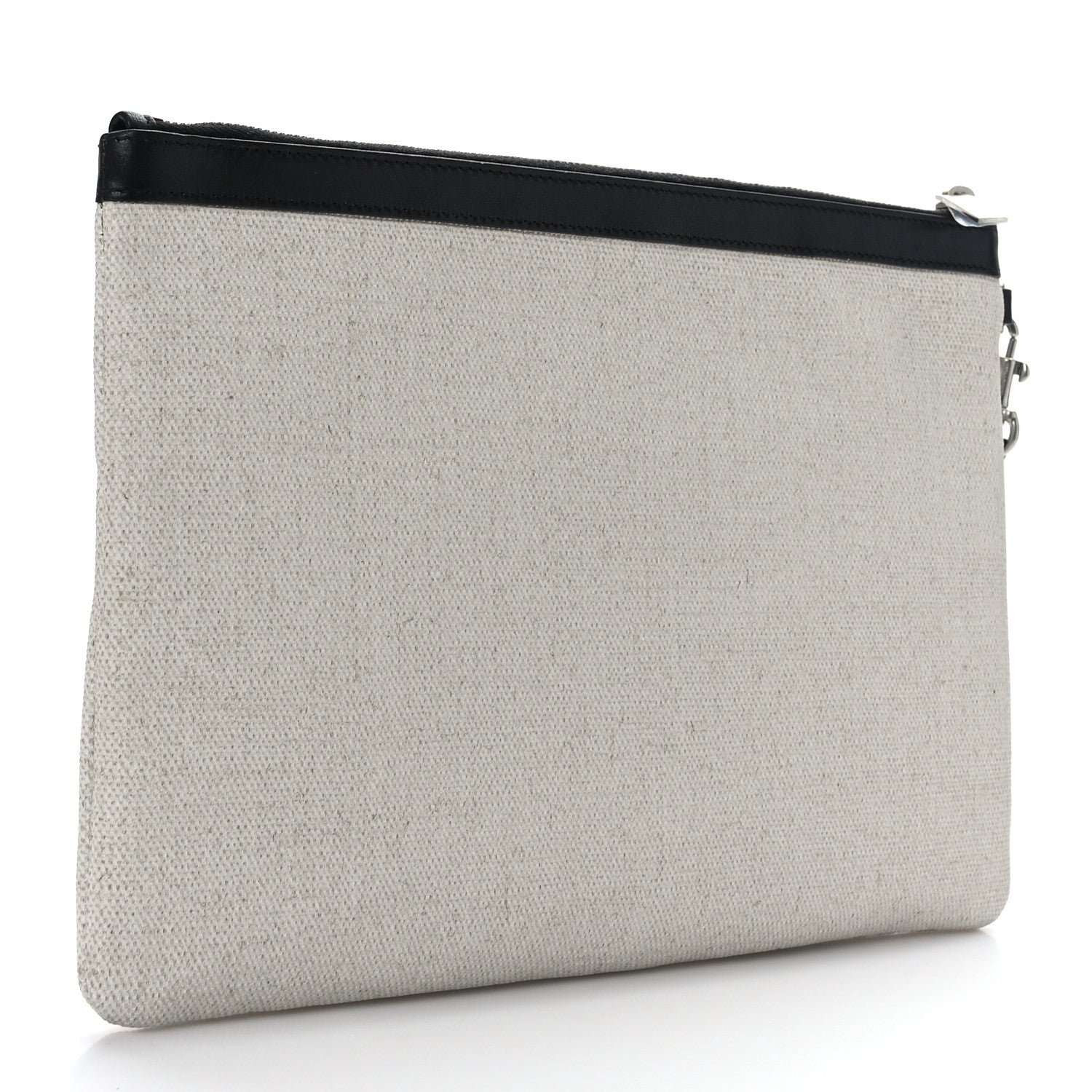 Saint Laurent Linen Canvas Rive Gauche Zipped Pouch Optic White 3 of 7